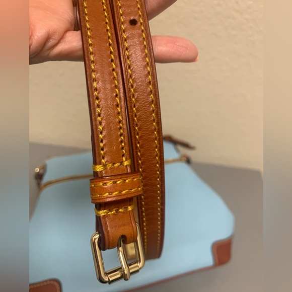 Dooney & Bourke Blue Pebbled Leather with Brown Trim - Picture 14 of 16